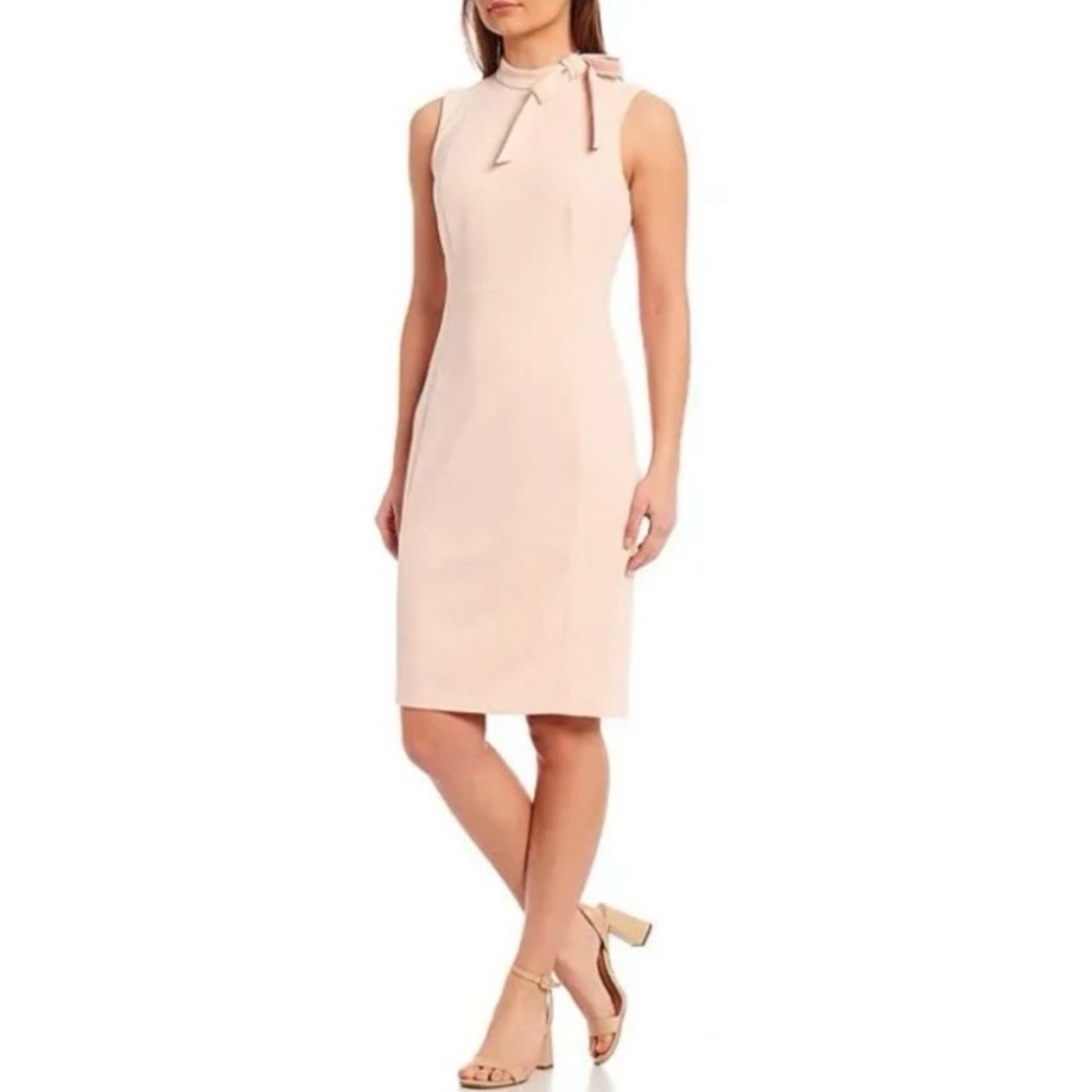NWT Calvin Klein petal pink bow neck sheath dress, size 4